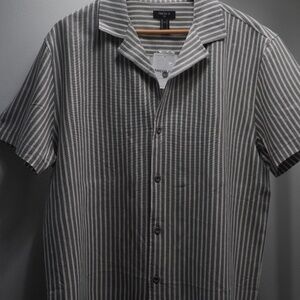 Linen-Blend Striped Shirt